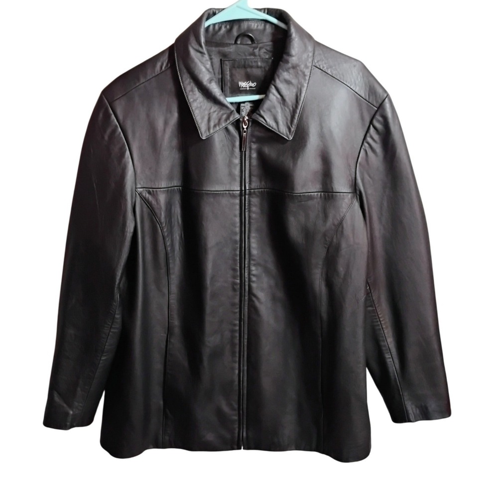 Mossimo Women's Black‎ Genuine Leather Jacket 18W Zip Front Lined Classic